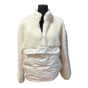 Fabletics Nelly Mixed Media Half Zip Sherpa Jacket NWT.